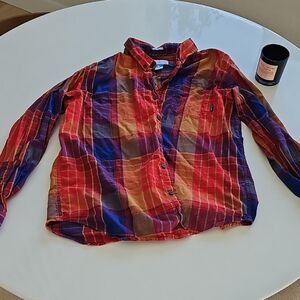 Columbia  Plaid Button Down Shirt - Red, Blue, Orange